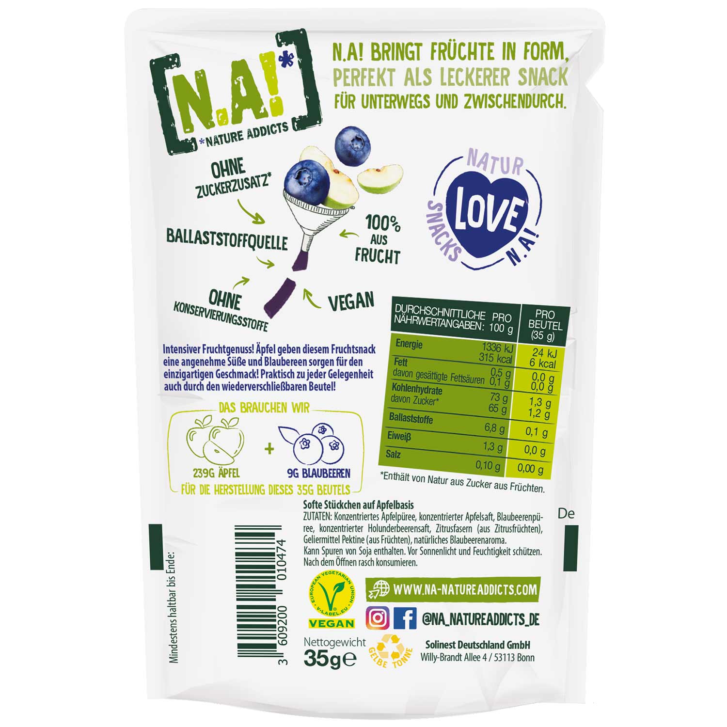 N.A! Nature Addicts Frucht Snack Blaubeere 35g