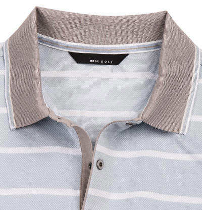 Brax Golf, Polo-Shirt, Baumwolle, beige-bleu gestreift