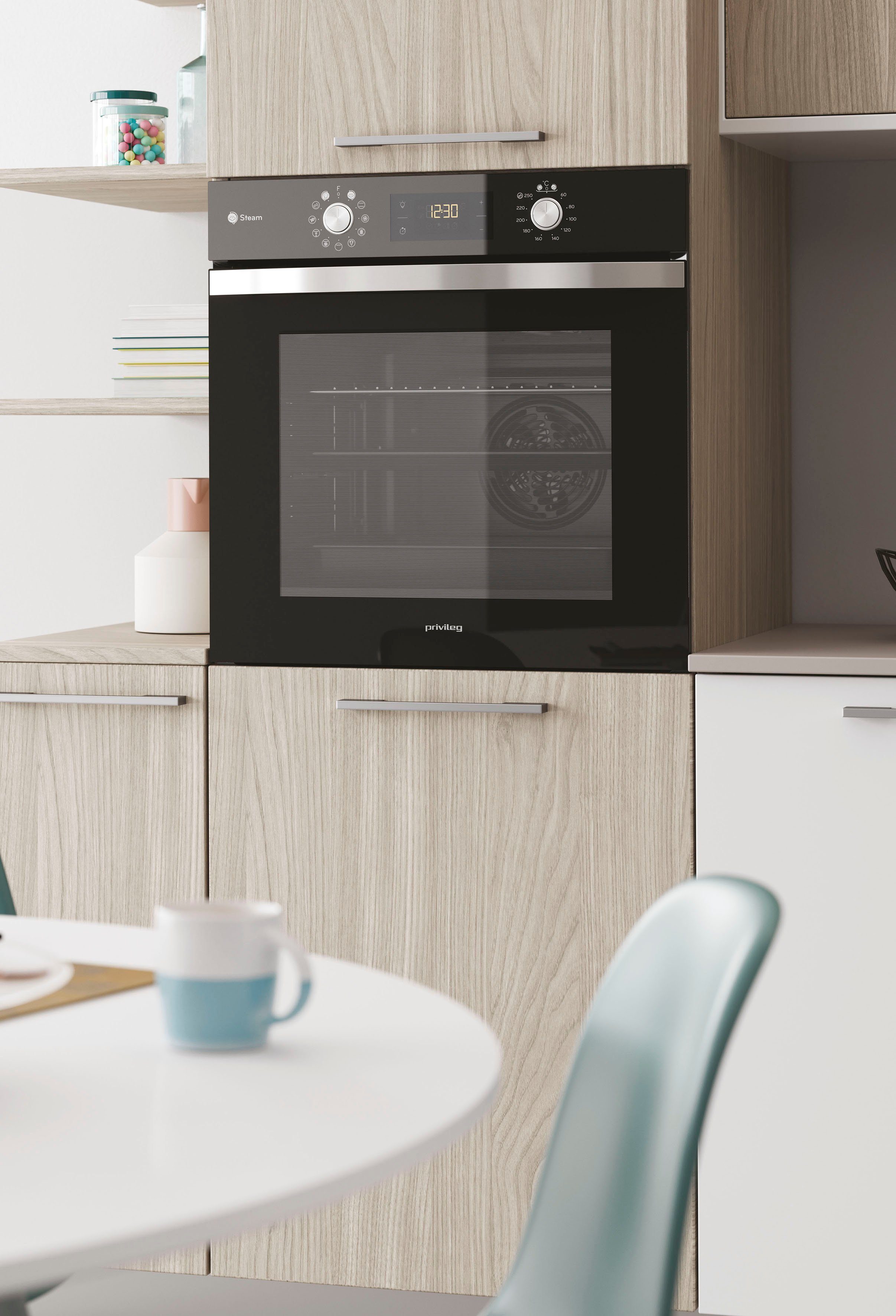 Privileg Einbaubackofen PBWK3 JH8S BLG, mit Backauszug, Hydrolyse, Dampffunktion