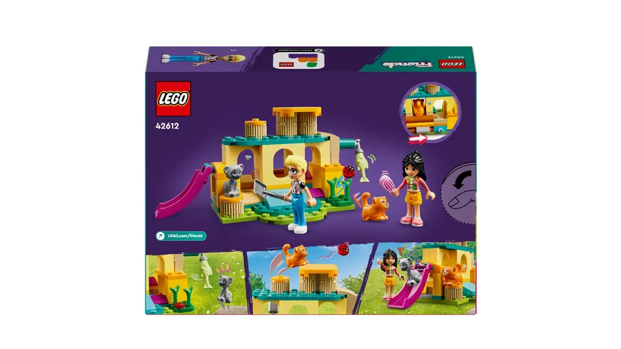 LEGO Friends 42612 Abenteuer auf dem Katzenspielplatz, Set mit Spielzeug-Tieren