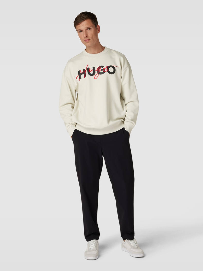 Sweatshirt mit Label-Stitching Modell 'Droyko' in offwhite