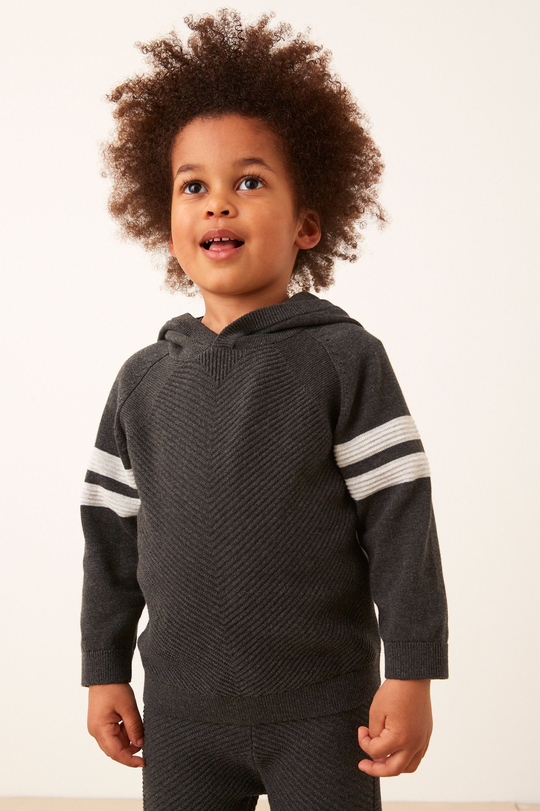 Next Jogginganzug Gestricktes Hoodie mit Struktur + Jogginghose (2-tlg)