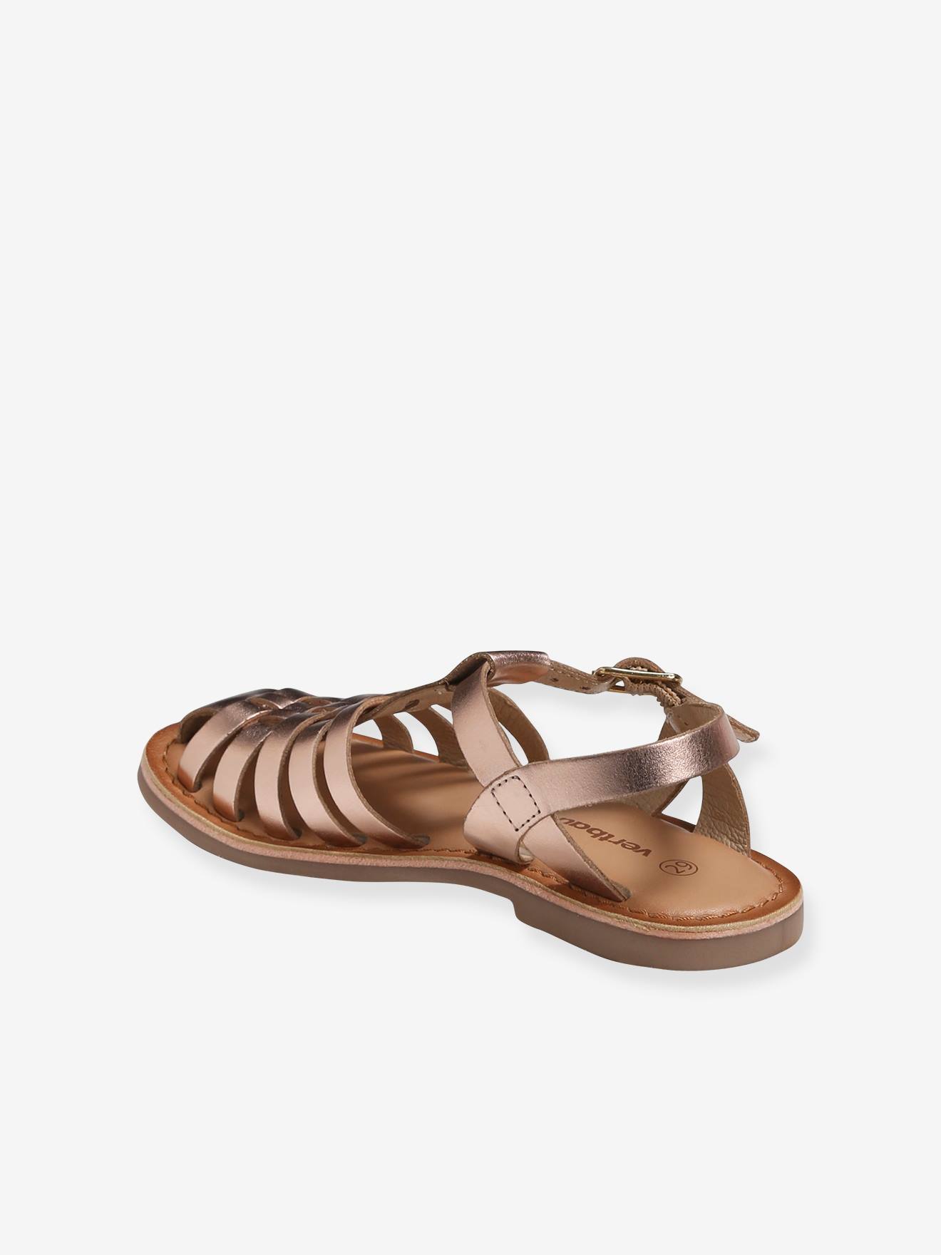 Sandales cuir fille champagne