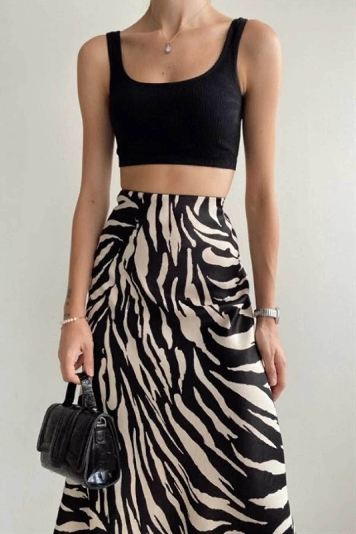 ZF BUTİK  Rock - Schwarz - Midi