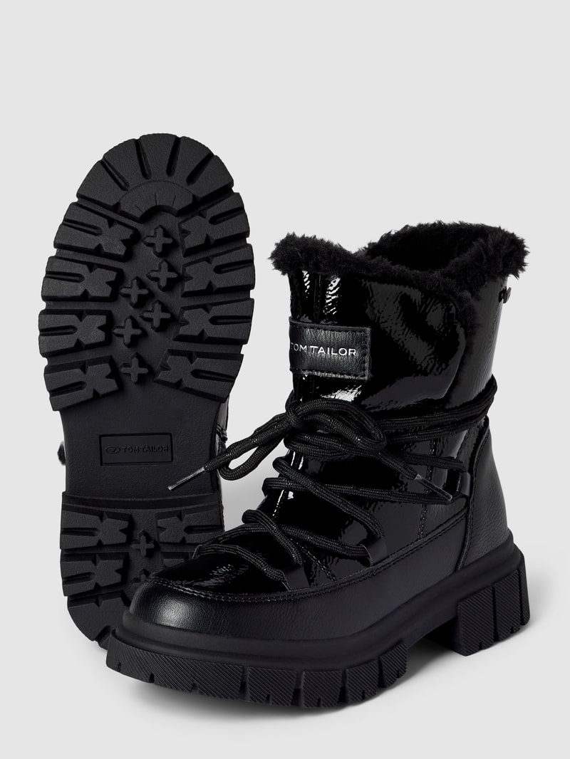 Stiefel mit Kunstfellbesatz in schwarz