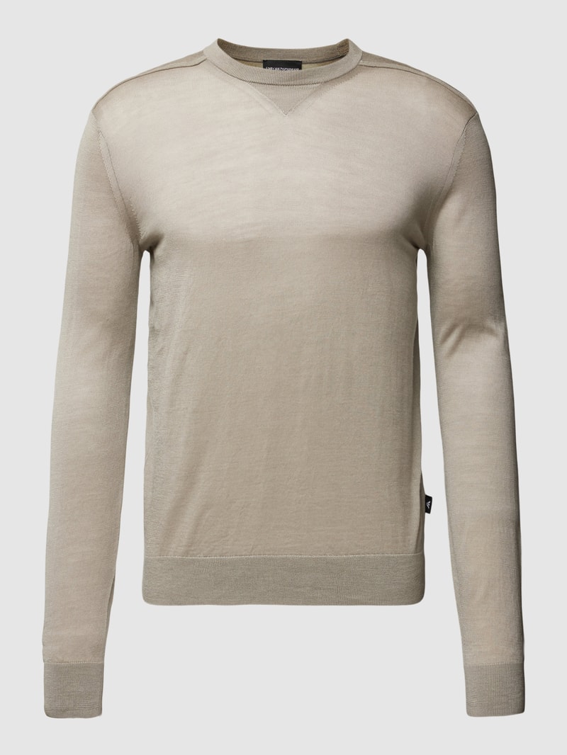 Strickpullover mit gerippten Abschlüssen in beige