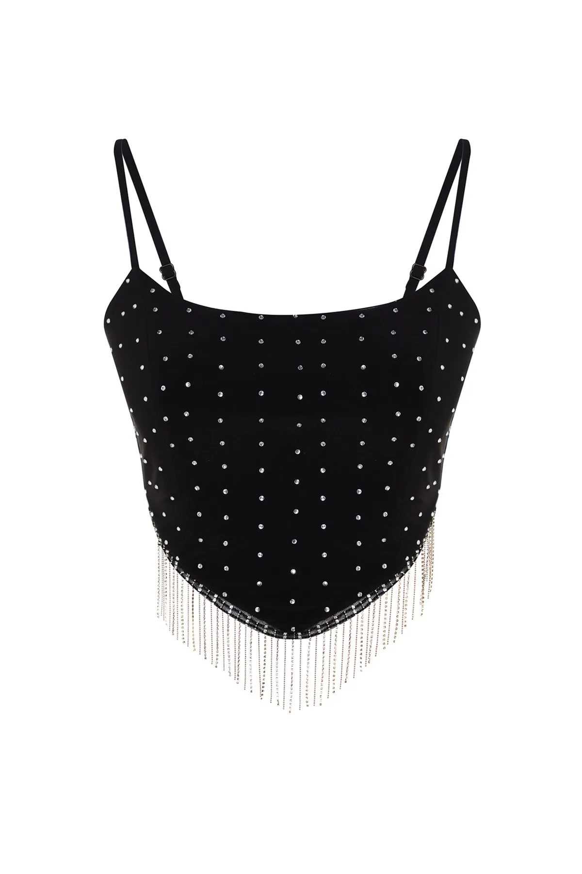Trendyol Collection  Schwarzes, bauchfreies, gefüttertes, gestricktes Bustier mit glänzendem Stein TPRSS23BS00109