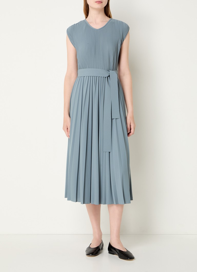 Abito midi MaxMara Kiss con dettagli plissettati e cintura da annodare