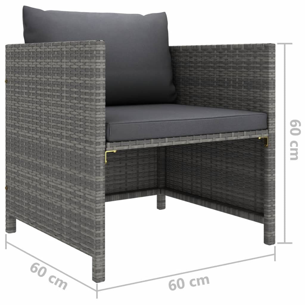 vidaXL Loungesofa Gartensofa mit Kissen Grau Poly Rattan, 1 Teile