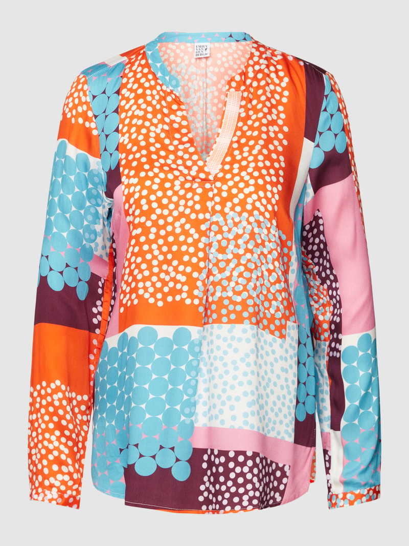 Blusenshirt mit Allover-Print in orange
