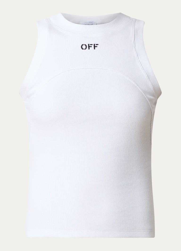 Off-White Rib-knit tank top with logo embroidery