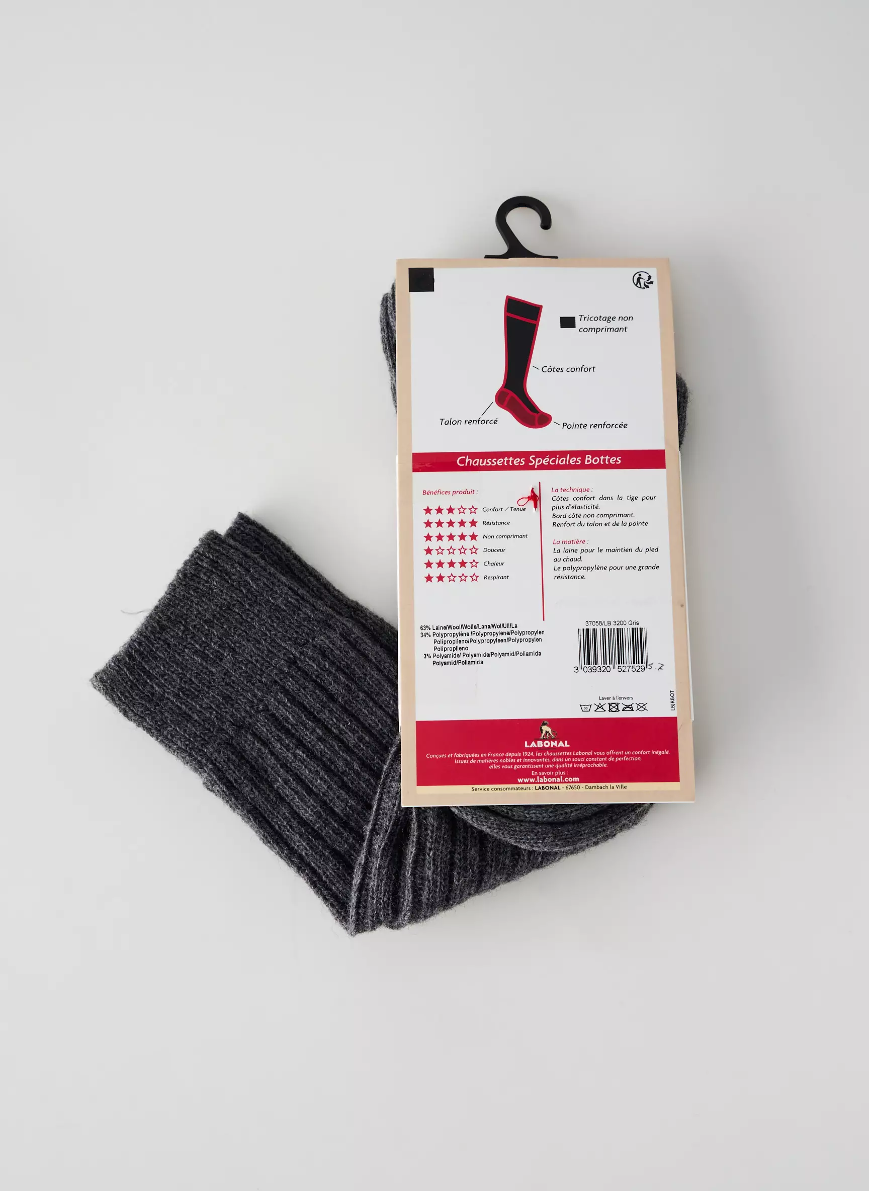 Labonal Chaussette Homme couleur gris