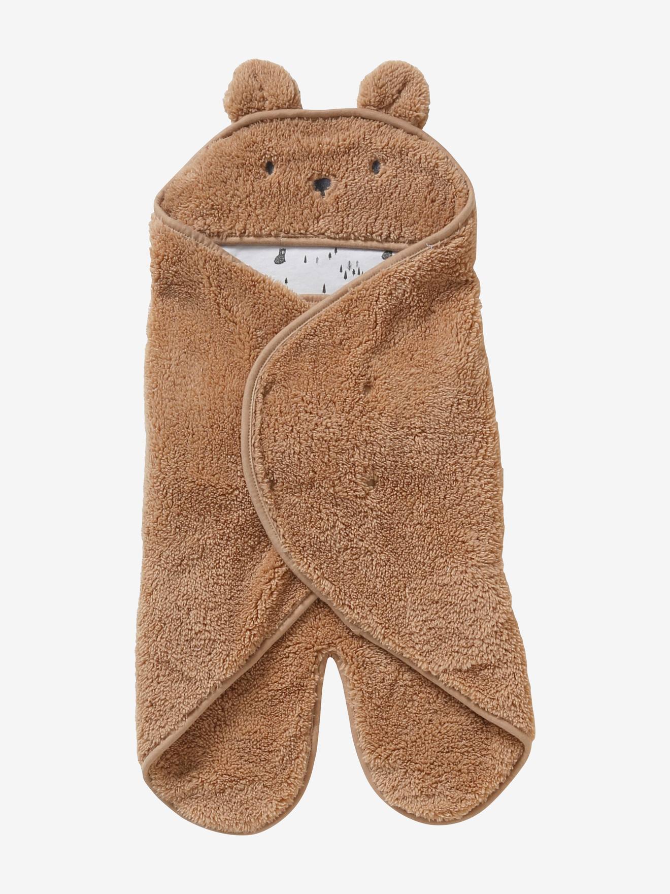 Plaid chancelière bébé en peluche, doublé jersey ivoire