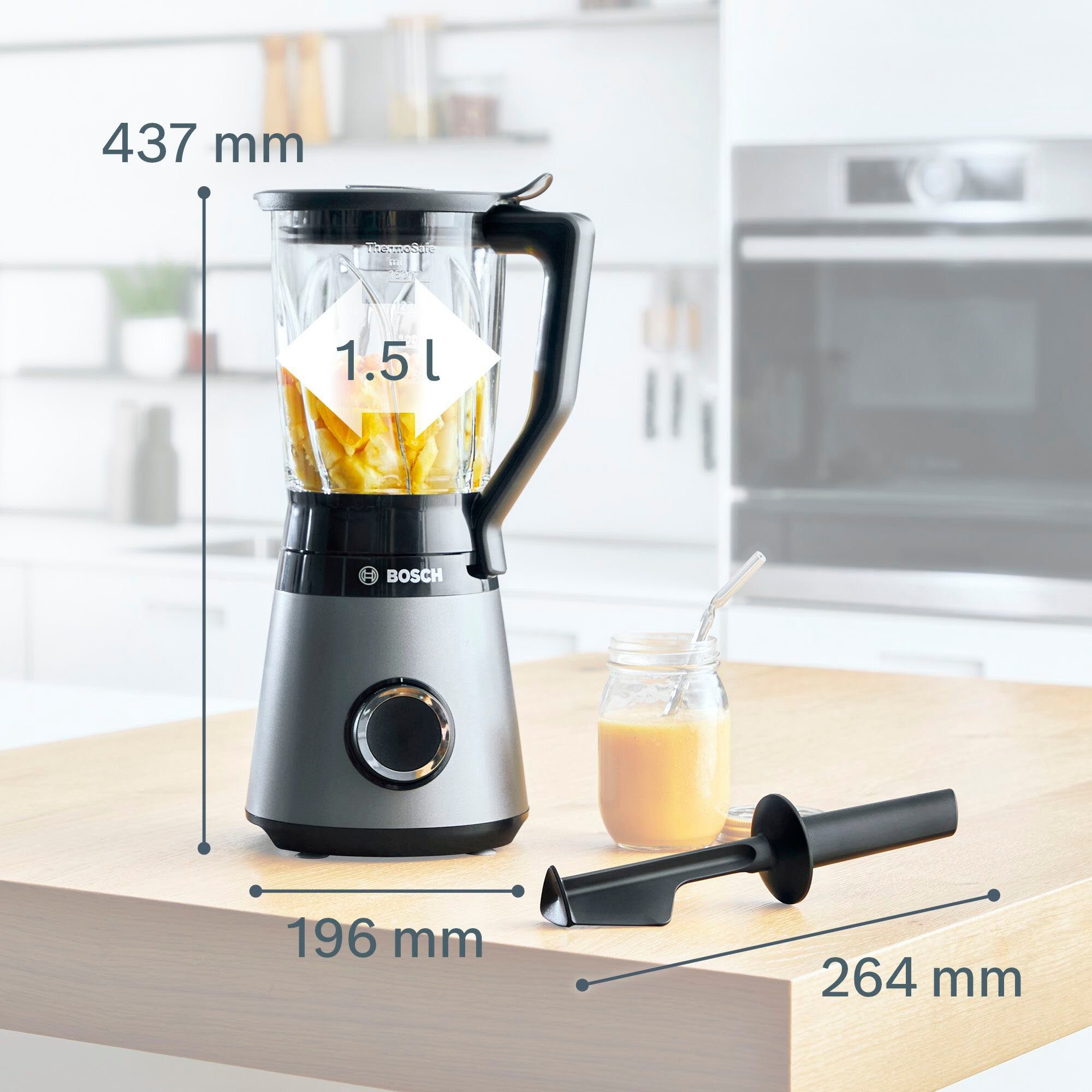 BOSCH Standmixer MMB6172SN VitaPower Serie 4, 1200 W, 30.000 U/Min, ThermoSafe Glasbehälter (1,5 L), inkl. Stopfer