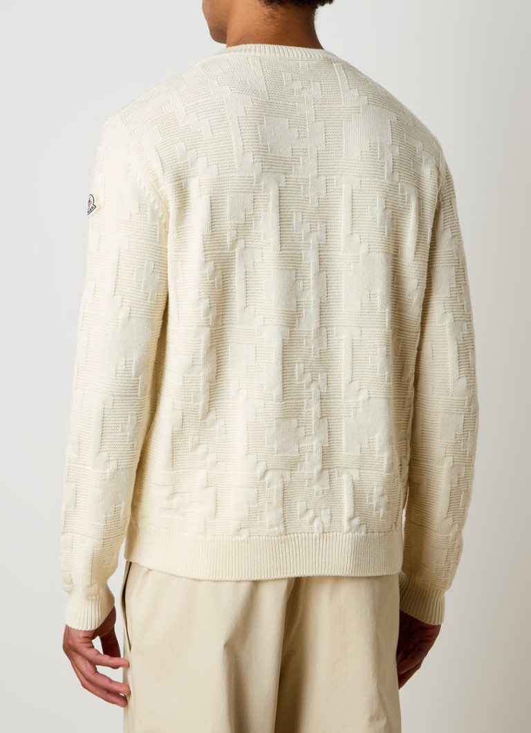 Pulover Moncler din lână virgină tricotată gros cu logo