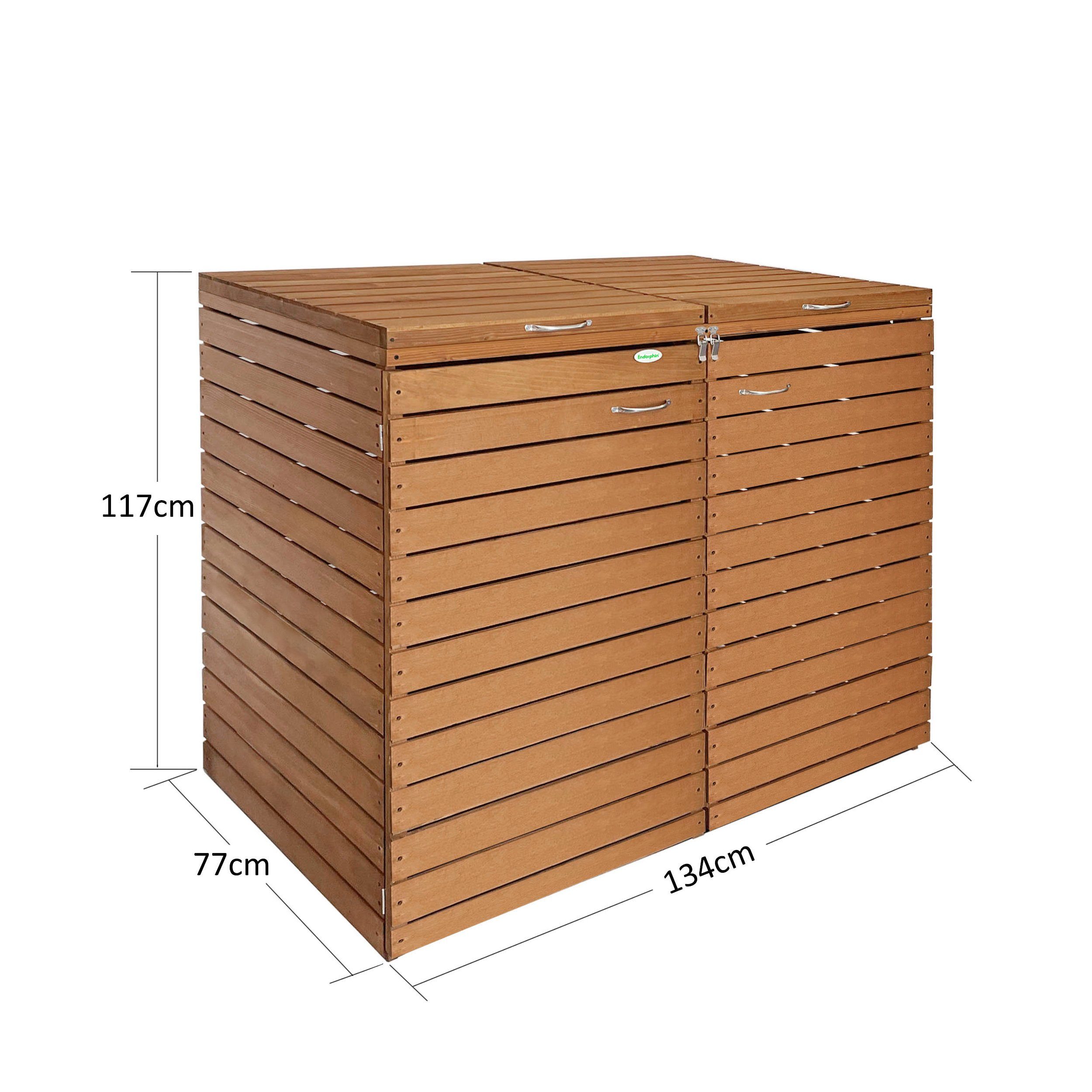 Endorphin Mülltonnenbox Comfort Mülltonnengarage / Mülltonnenbox Braun natur für 2x 240 L na