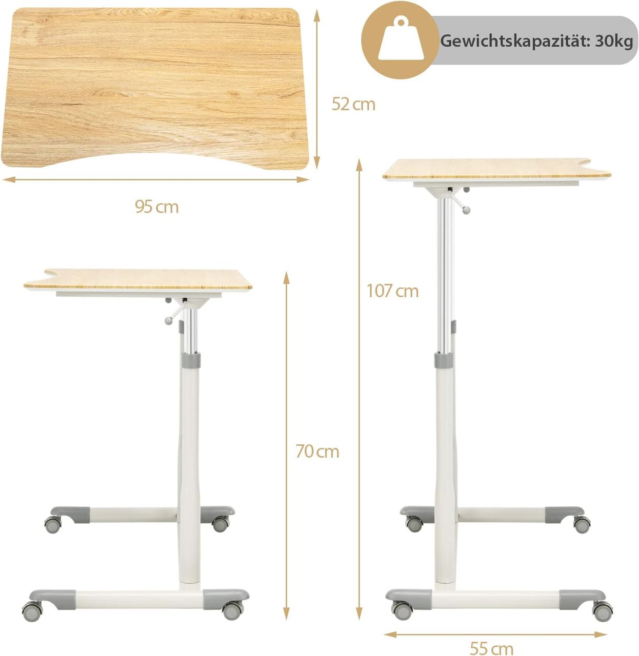 Costway COSTWAY Computertisch höhenverstellbar von 70-107cm