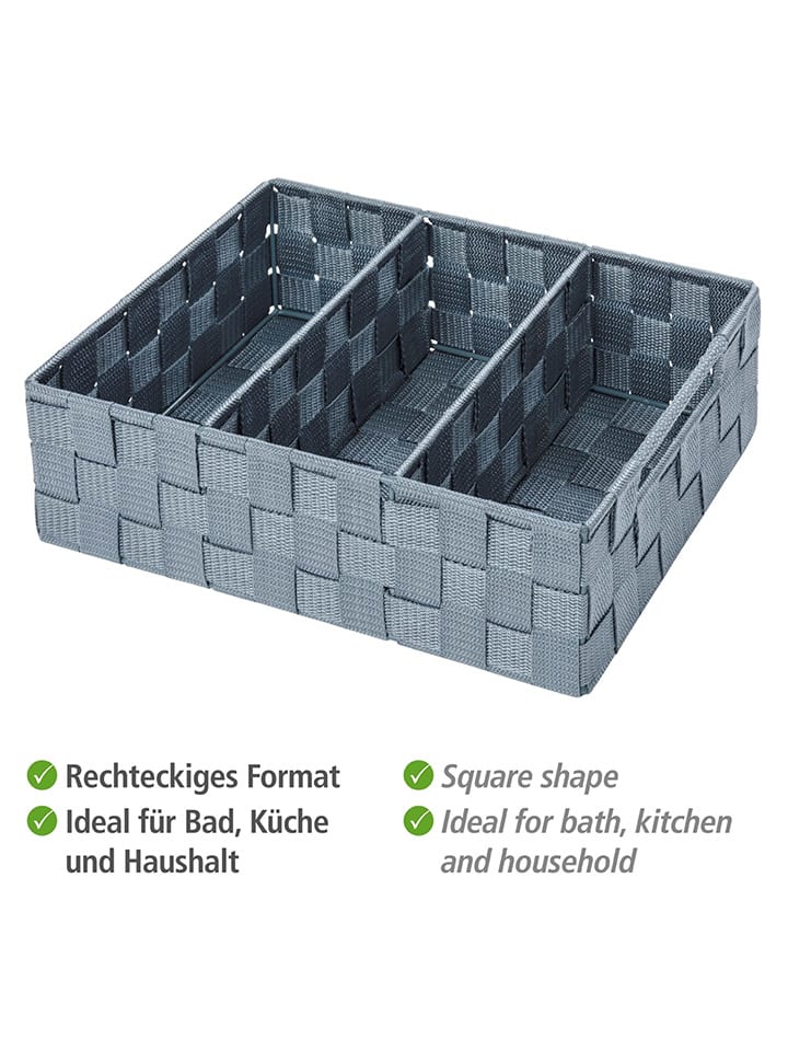 Wenko Aufbewahrungsbox ''Adria'' in Grau - (B)32 x (H)10 x (T)21 cm günstig kaufen onesize