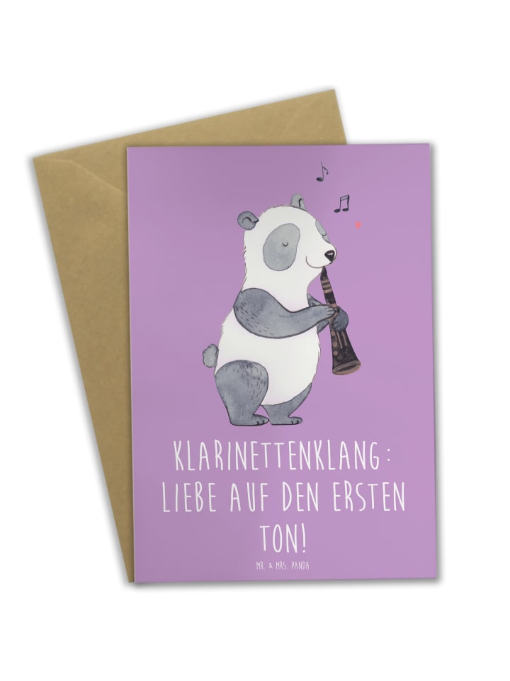 Mr. & Mrs. Panda Grußkarte Klarinette Liebe  mit Spruch in Lavendeltraum günstig kaufen onesize