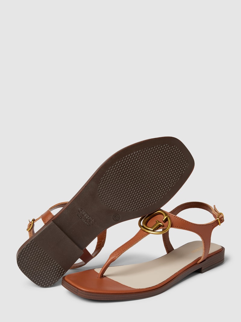 Zehentrenner aus Leder mit Label-Detail Modell 'MIRY' in cognac