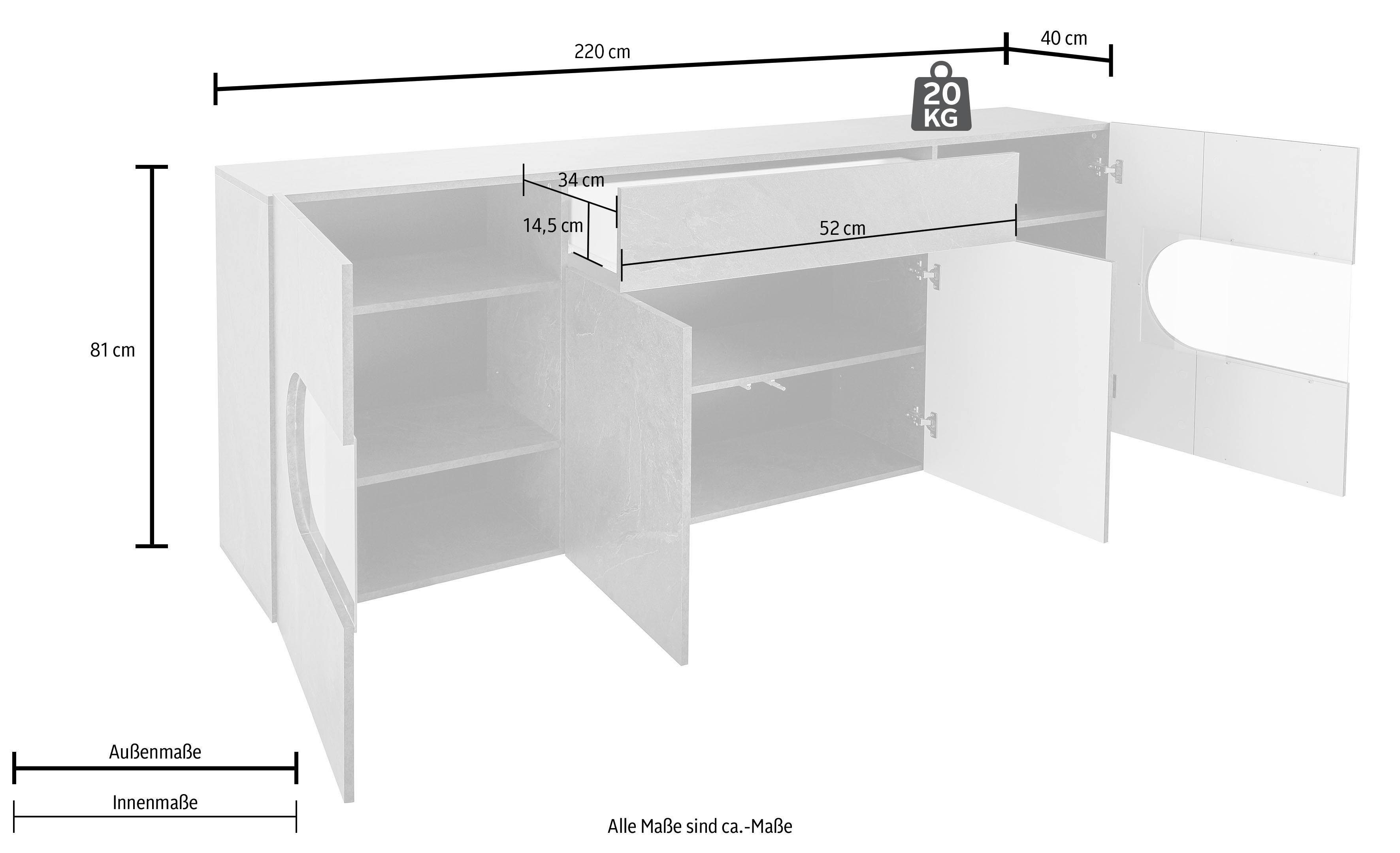 Tecnos Sideboard Real, Breite 220 cm