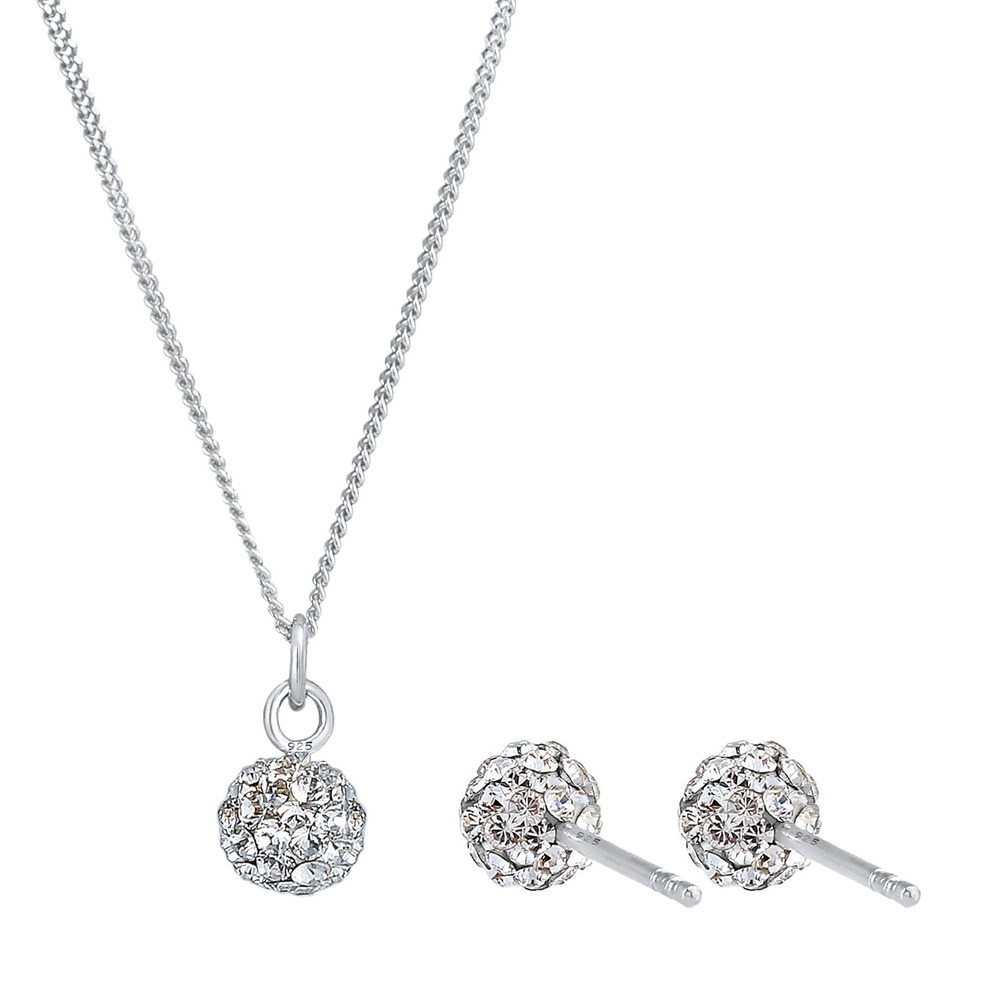 Elli Elli Ensemble de Bijoux Femmes Boule Pendentif Set Clous d'oreilles avec Cristaux Bijoux