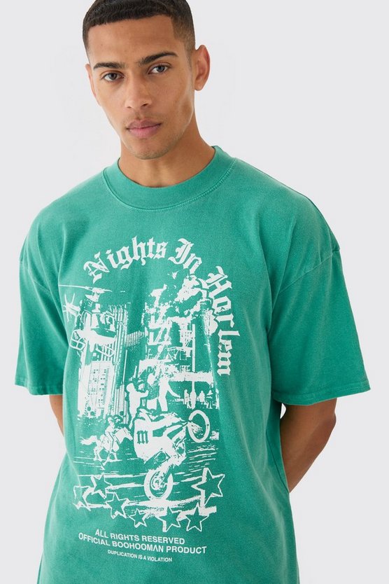 Oversize T-Shirt mit Nights In Horlem Print