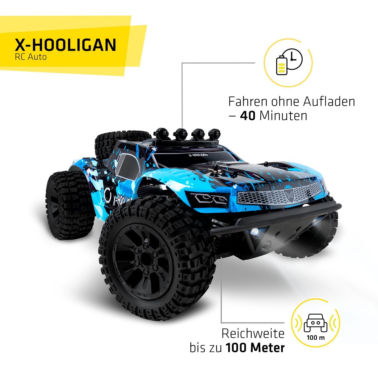Overmax RC-Auto HOOLIGAN, 50 km/h 4x4 Antrieb 40 Minuten 100 Meter Reichweite