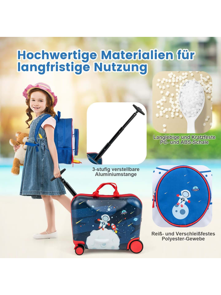 COSTWAY 2 tlg. Kinderkoffer Rucksack in Anthrazit günstig kaufen onesize