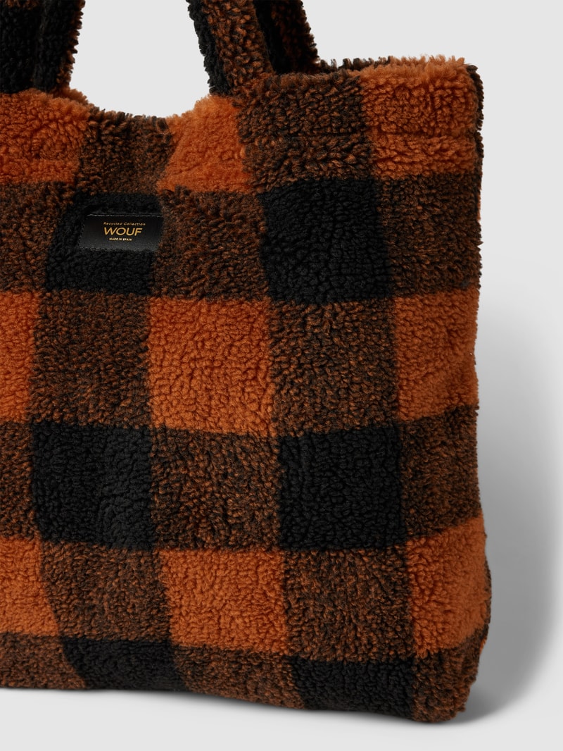 Shopper mit Allover-Muster Modell 'Brownie' in cognac