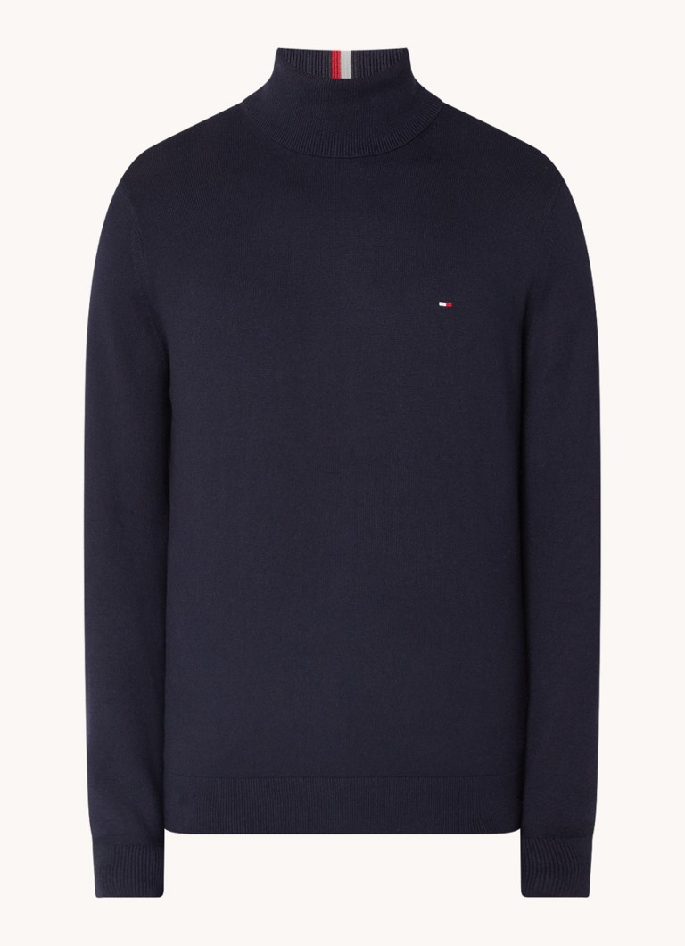 Tommy Hilfiger Fine-knit turtleneck in cashmere blend with logo embroidery