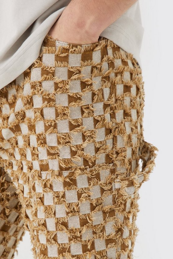 Tall karierte Slim-Fit Schlaghose mit Druckknöpfen