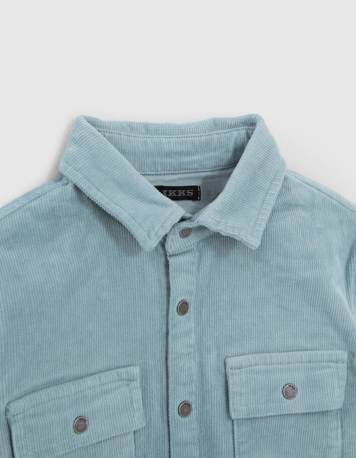 Chemise verte en velours milleraies garçon