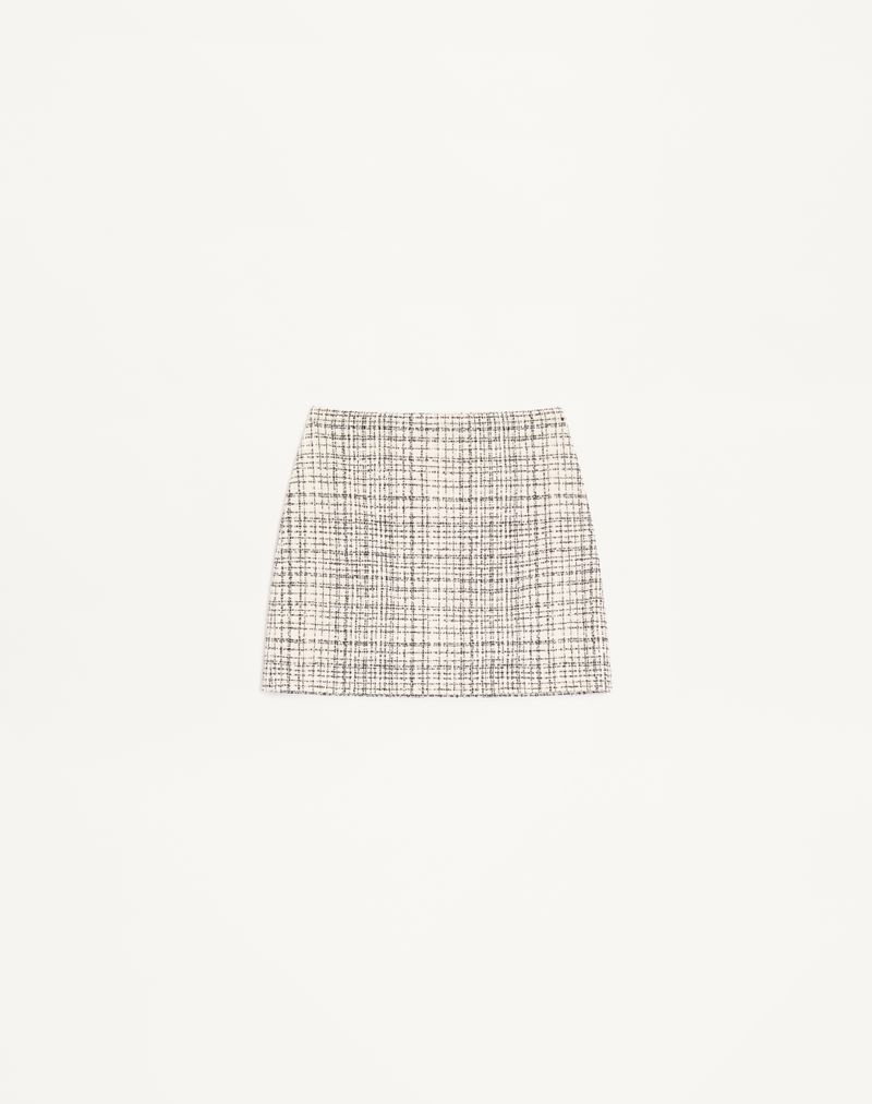 Mini-nederdel i firkantet tweed