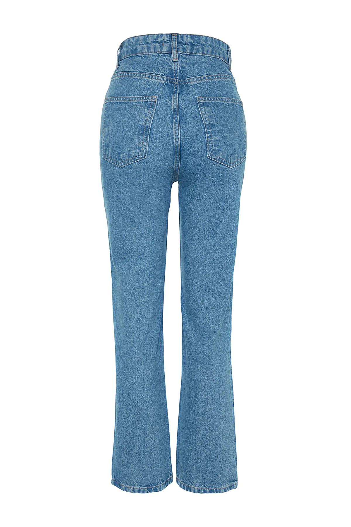 Trendyol Collection  Blaue gerade Jeans mit hoher Taille TWOAW24JE00061