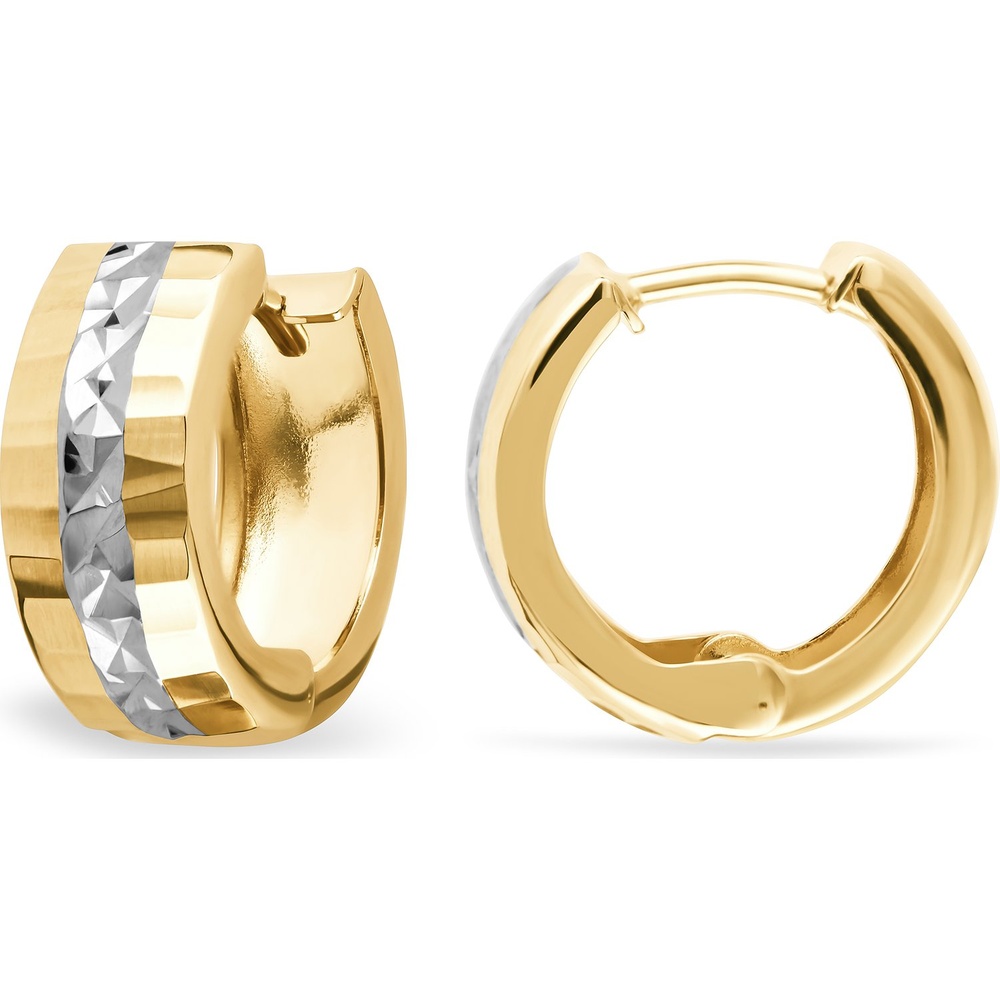 FAVS Créoles 585 Or jaune, 585 Or blanc Boucles d'oreilles