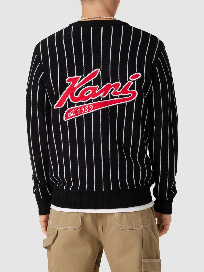Cardigan mit Streifenmuster Modell 'KK Retro' in black
