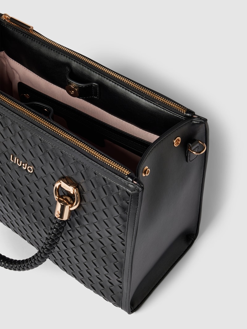 Handtasche in Flecht-Optik in black