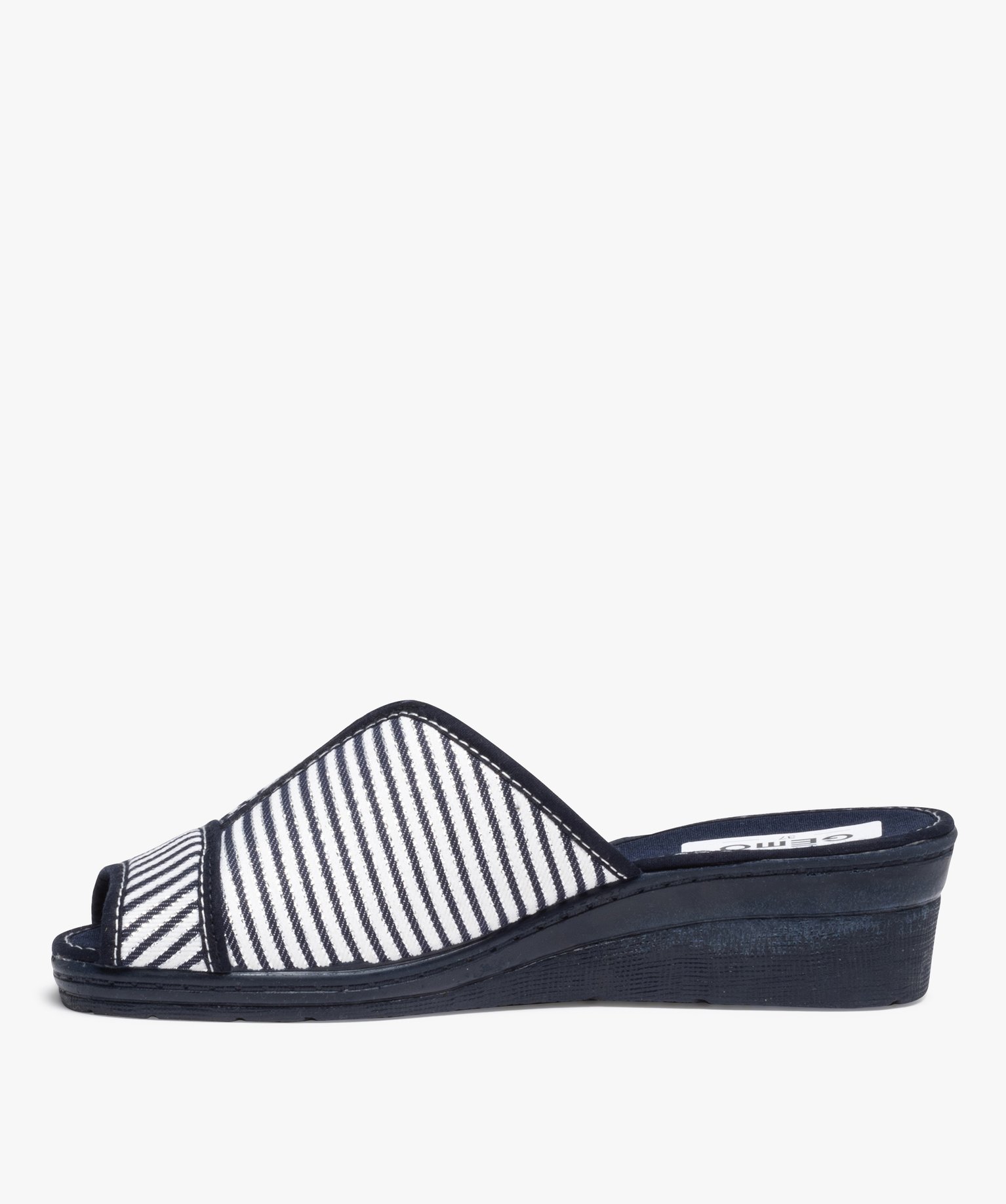 Mules femme à talon compensé et en tissu marine | GEMO