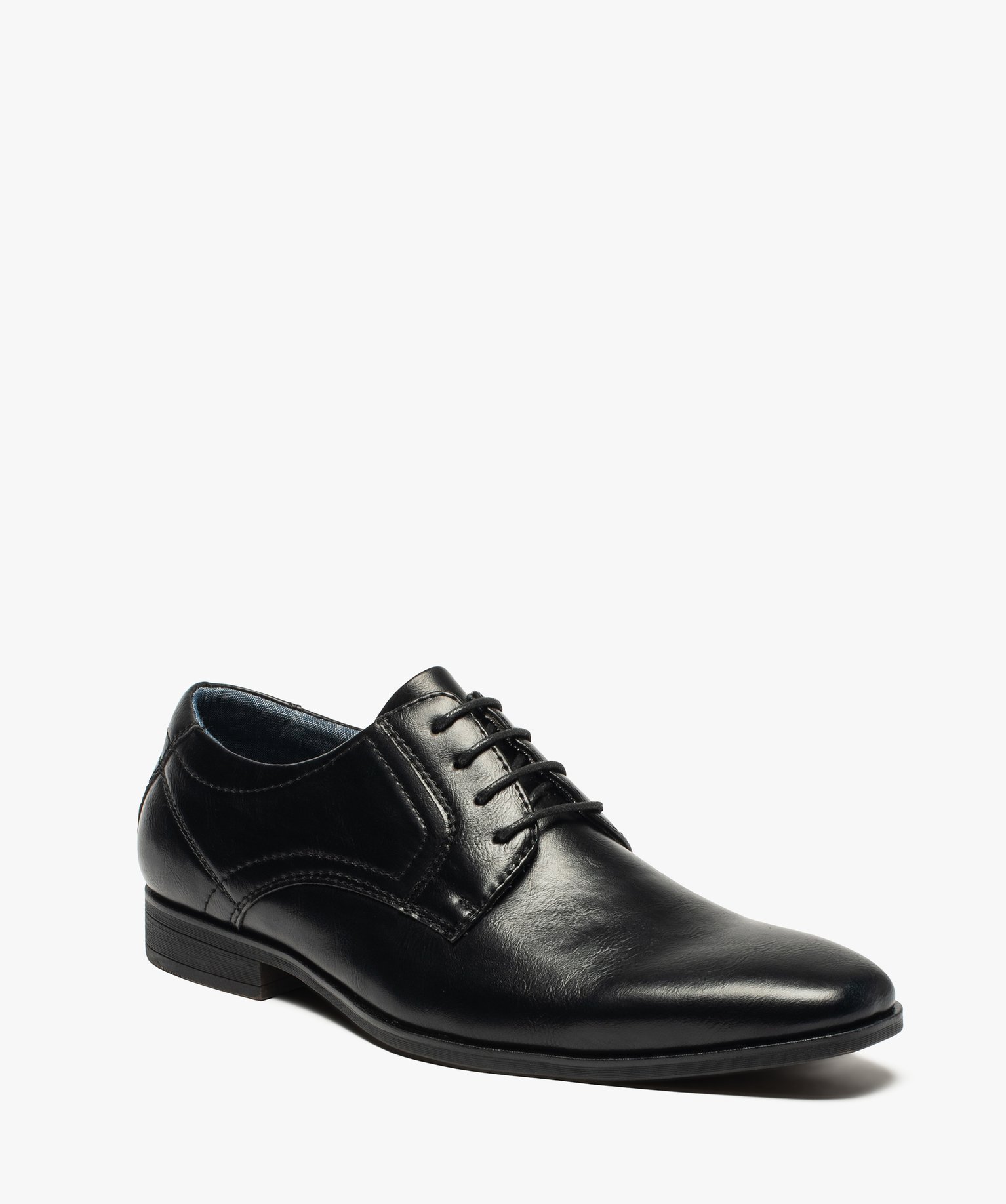 Derbies homme unis à bout carré noir | GEMO