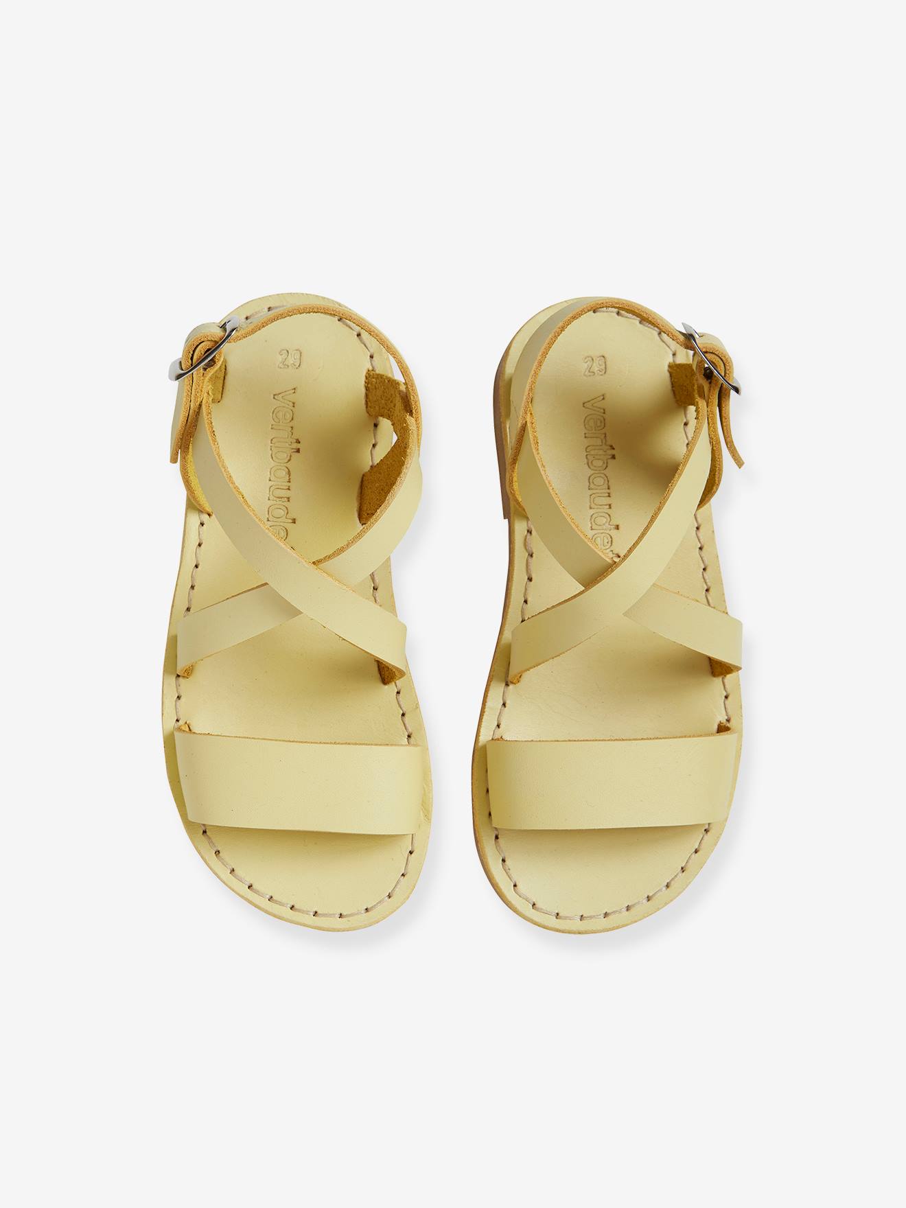 Sandales cuir tannage végétal fille jaune