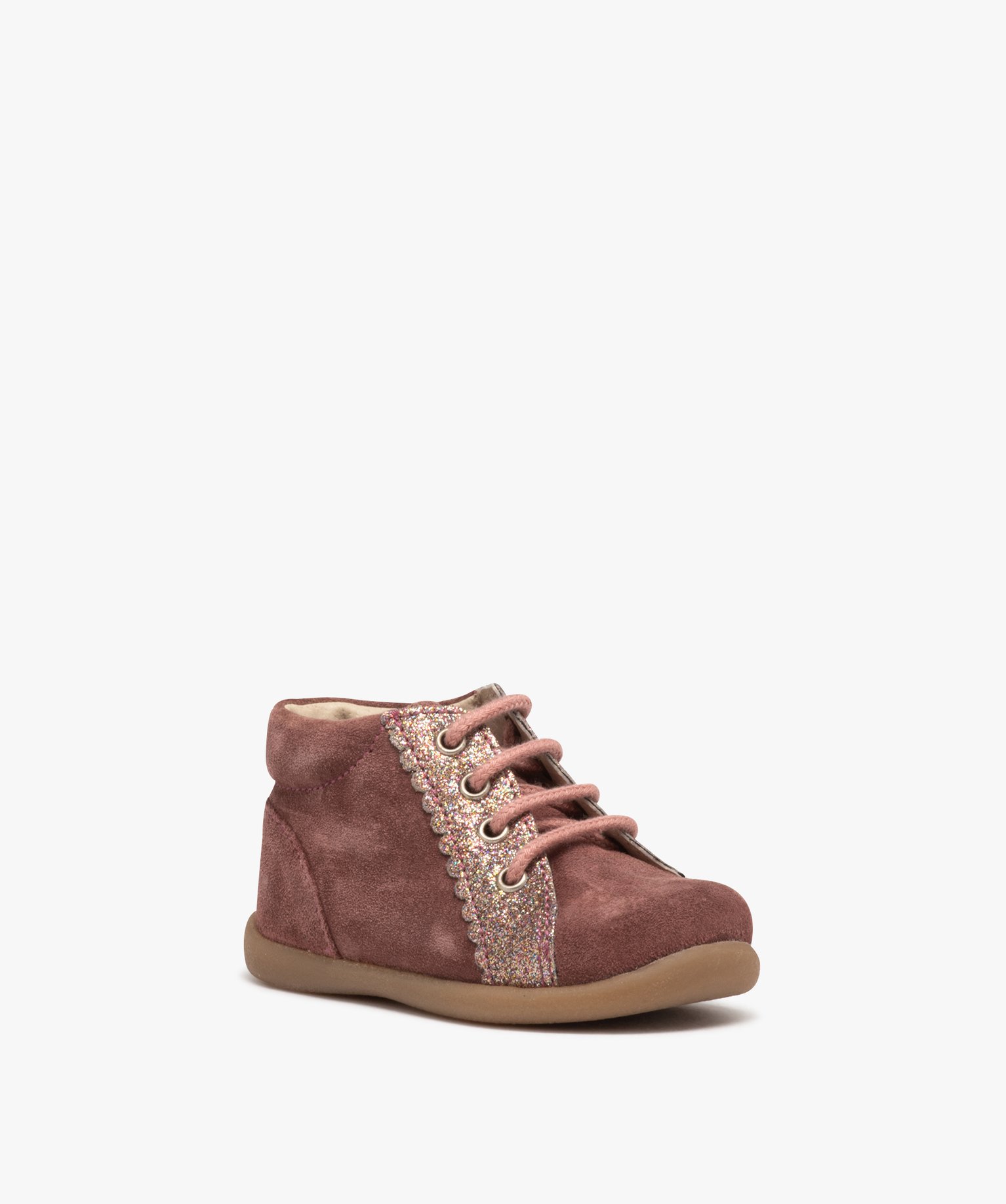 Chaussures premiers pas bébé fille unies en cuir suédé e... rose | GEMO