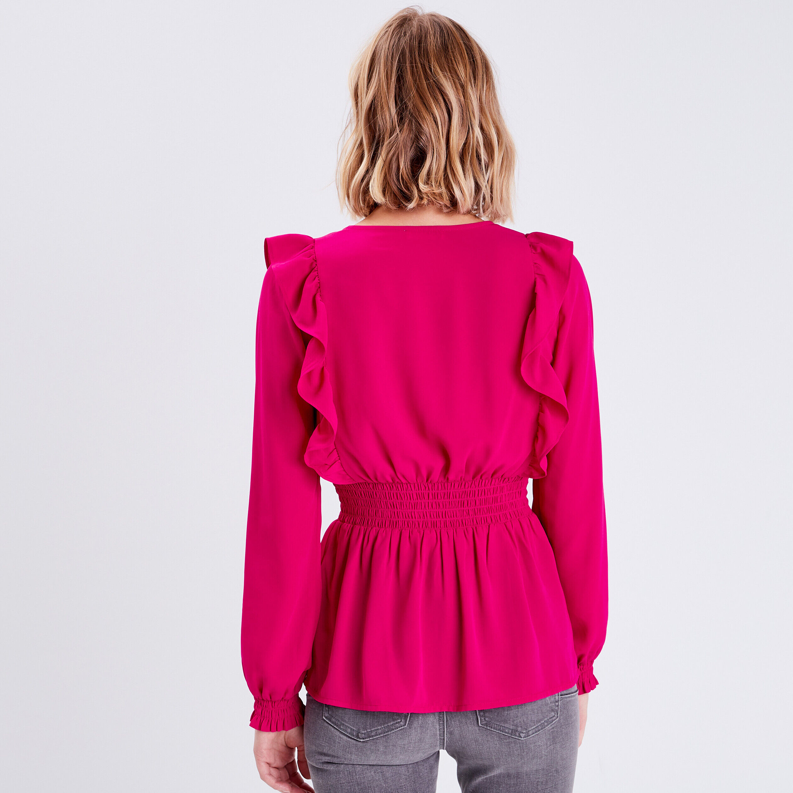 Blouse manches longues rose fushia femme | Cache Cache