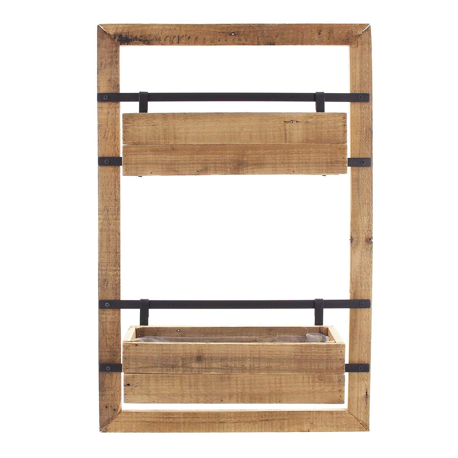 Dekoleidenschaft Blumenkasten Wandpflanzer Industrial aus Holz, mit 2 Blumenkästen, für Indoor & Outdoor