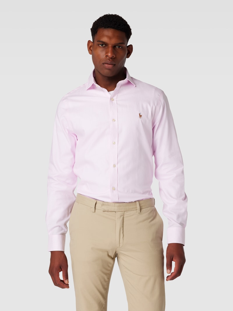 Slim Fit Business-Hemd mit Label-Stitching in rot
