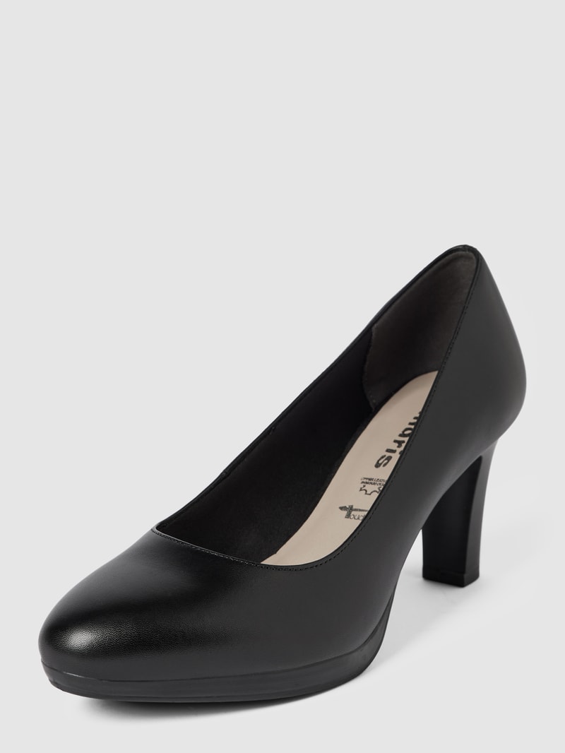 Pumps aus Leder mit abgerundeter Spitze Modell 'BASIC' in schwarz