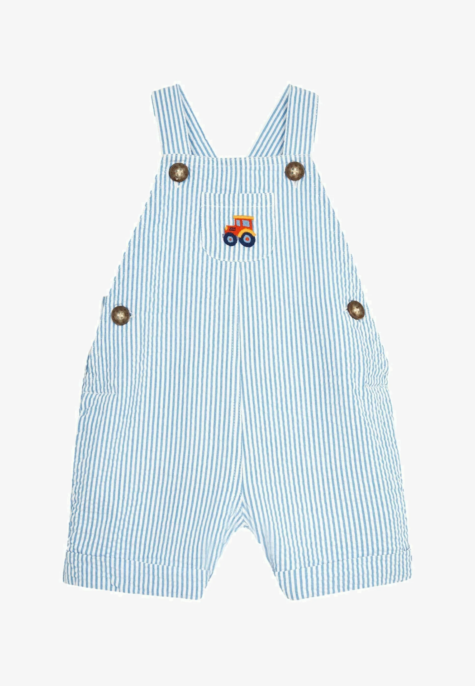 JoJo Maman Bébé TRACTOR POCKET SEERSUCKER STRIPE-REGULAR FIT - Peto