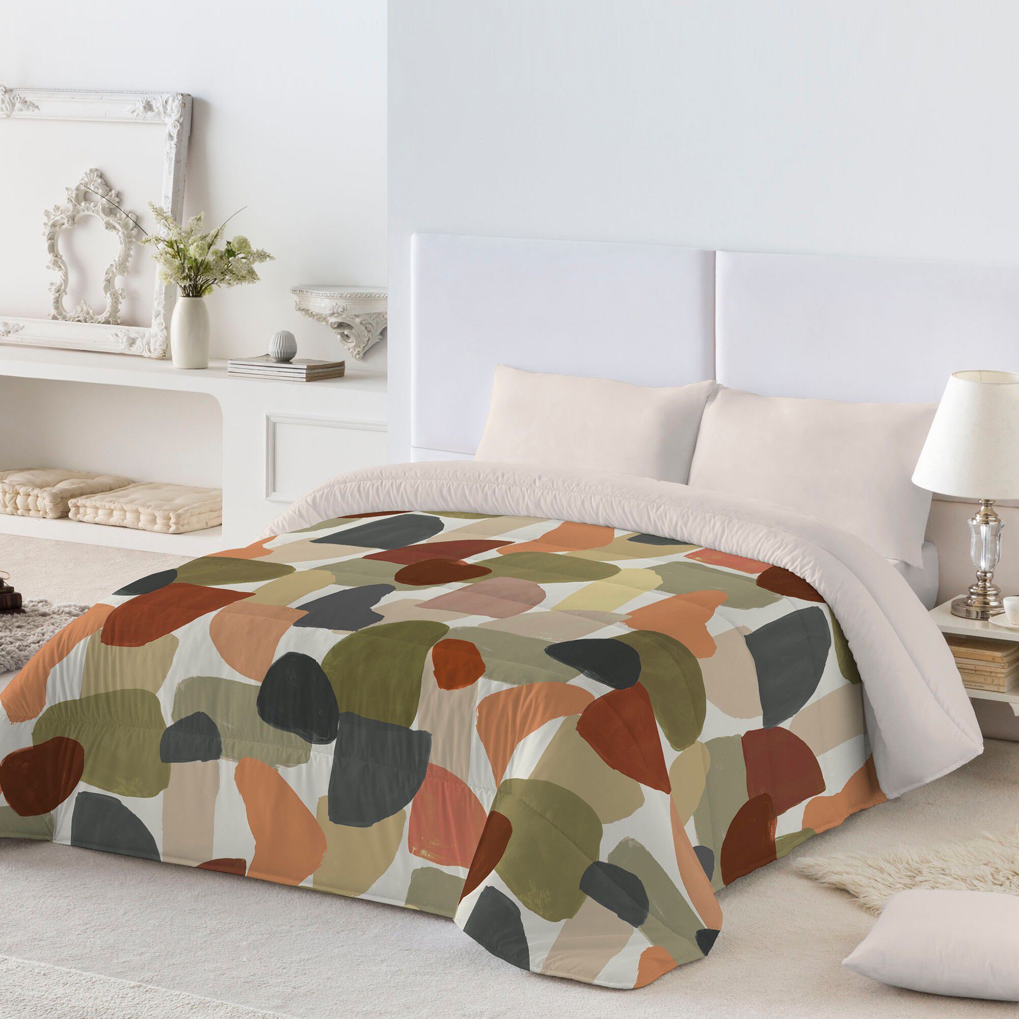 Couette microfibre imprimée Galet coloré