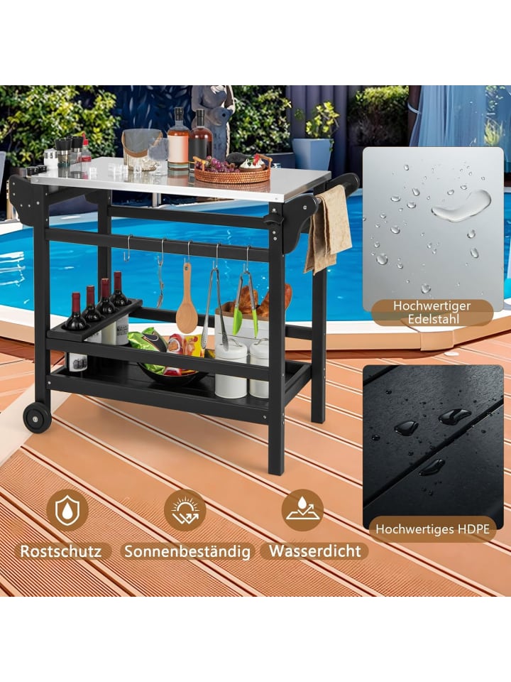 COSTWAY Grillwagen HDPE in Schwarz günstig kaufen onesize