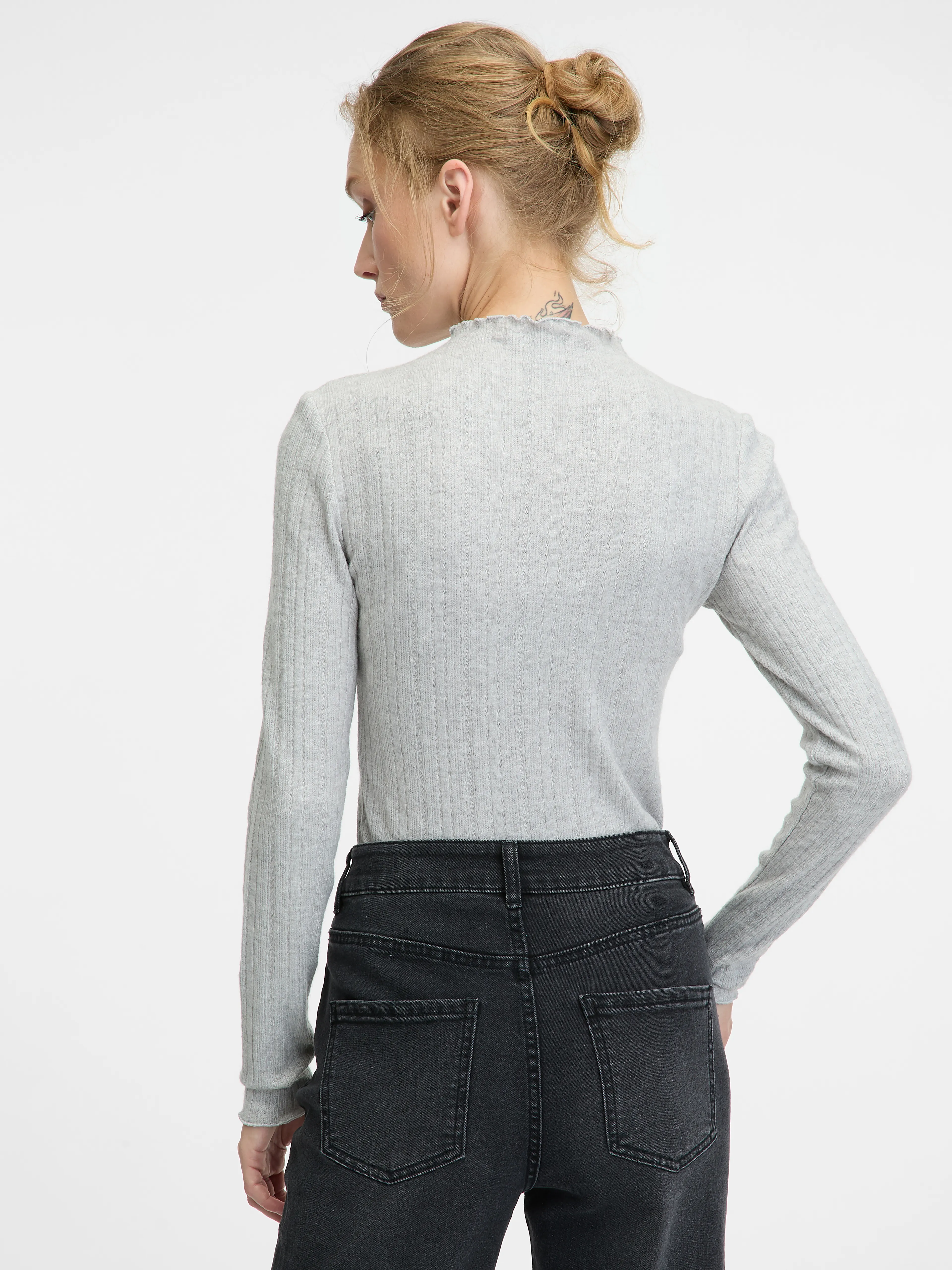 Graues Langarm-T-Shirt für Frauen ORSAY